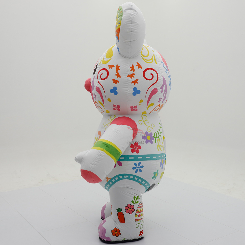 Easter Bunny Mascot Costumes with Egg Inflatable Clothing for Festivals Party Dress 2.2m Plush Rabbit Funny Inflatable Suit Sale