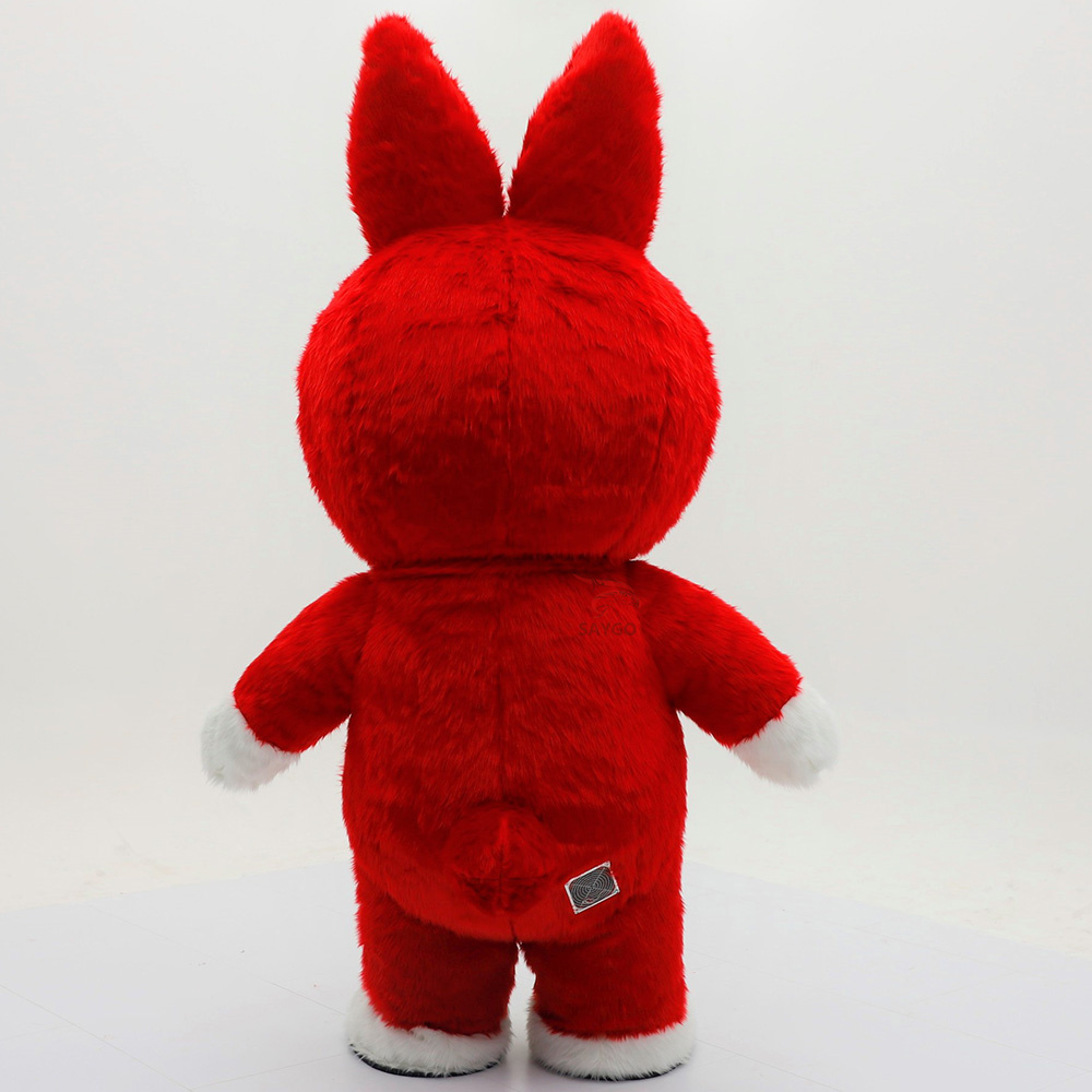 Red Fur Rabbit Inflatable Suits 2.2m Easter Bunny Inflation Clothing for Adults Dance Event Advertising Rabbit Mascot Costumes