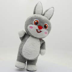Gray Fur Plush Rabbit Inflatable Mascot Costumes for Birthday Party Entertainment 2.2m Adults Wear Inflatable Bunny Suits Sale