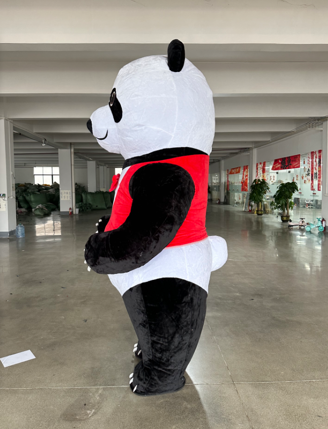 New Black Tie Inflatable White Polar Bear Panda Mascot Costume Adult Wearable Walking Cartoon Costumes Adult Costume Features