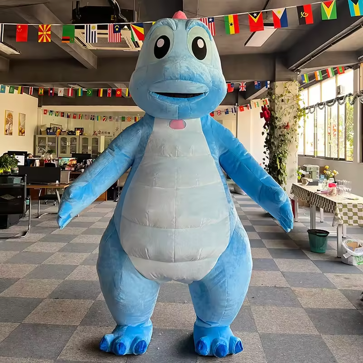 Giant Inflatable Mascot Costume Blue Dragon Plush Fursuit Cartoon Dinosaur Cosplay Movie Character for Adult