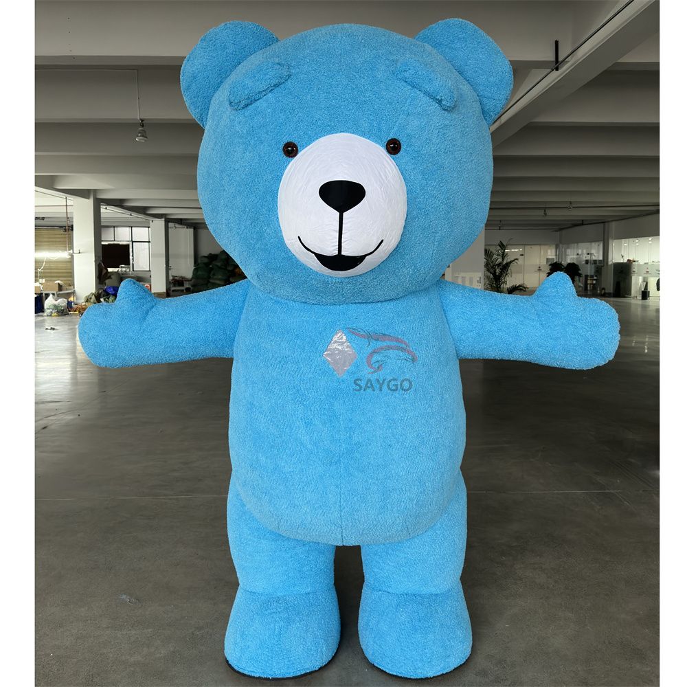 Inflatable Blue Teddy Bear Mascot Costume for Adults-Realistic Design Unisex Carnival/Party Easter/Halloween Theme