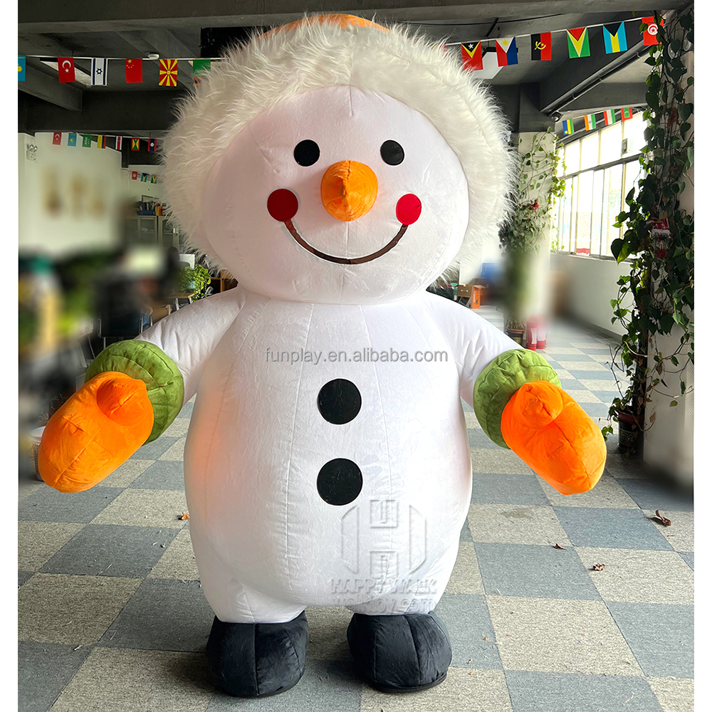 Ready to Ship Christmas Party Dress Happy Island Walking Inflatable Snowman Mascot Costume