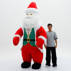 Christmas Inflatable Santa Clause Mascot Costume Multiple Colors Plush Fur Suit for Adults Festive Events Walk-Through Mascot