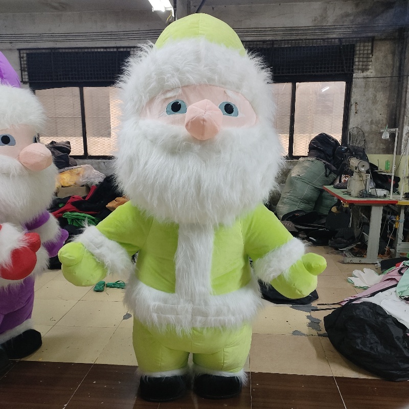 Green Inflatable Santa Claus Snowman Mascot Costume Adult Fancy Dress Christmas Party Kawaii Carnival Costumes