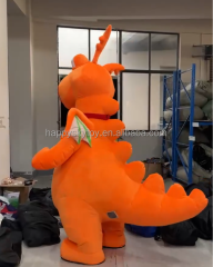 Dragon Mascot Costume Air Blower Inflatable Orange Dinosaurs Cosplay for Party Event Realistic Inflatable Dinosaur Costume