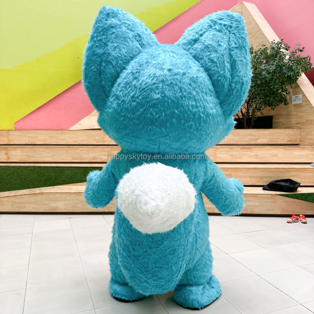 Long Plush Inflatable Blue fox Costume Funny Dress Mascot Anime Animal Mascot Costume