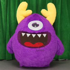 Purple Single Big Eye Power Plant Monster Inc. Mascots Costume 2m 2.6m Inflatable Furry Eye Monster with Antler for Sale