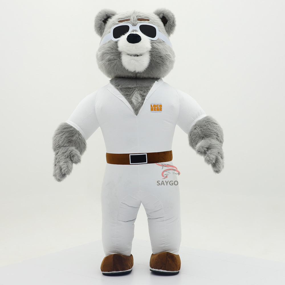 Factory Supply Pretty Quality Teddy Bear Mascot Costumes 2m 2.6m Inflatable Grey Teddy Bear Costume Dolls Suit