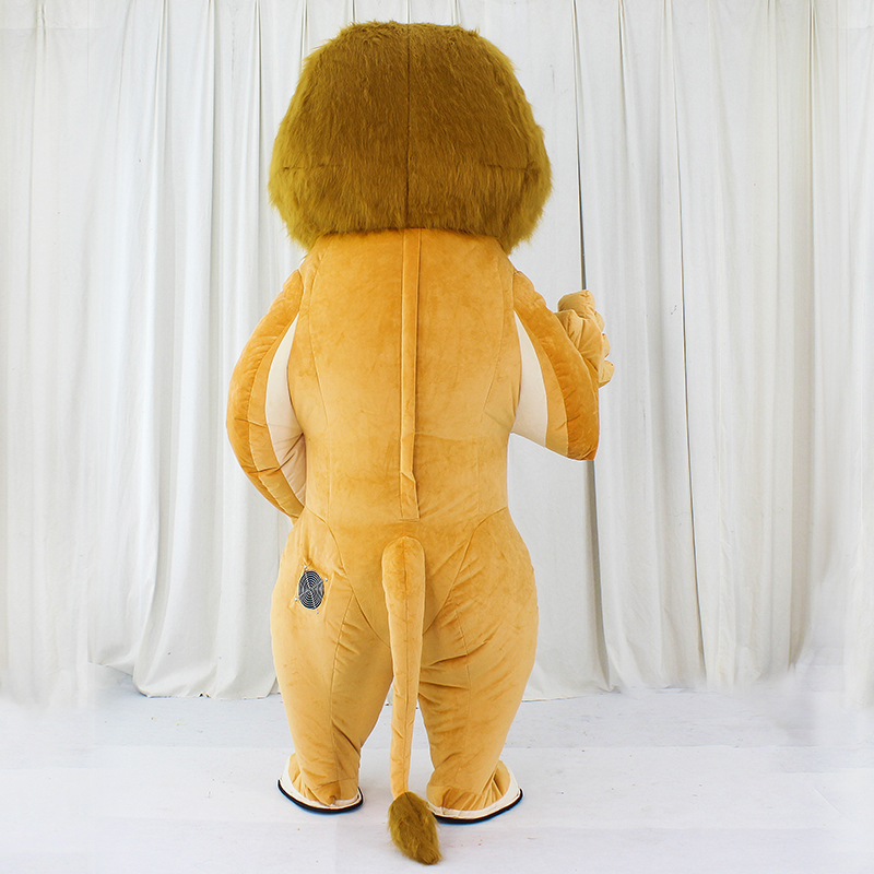 Unisex Funny Plush Fur Inflatable Lion Mascot Costume Popular Alex Cartoon Character Suit for Adults with Hand Drawn Printing