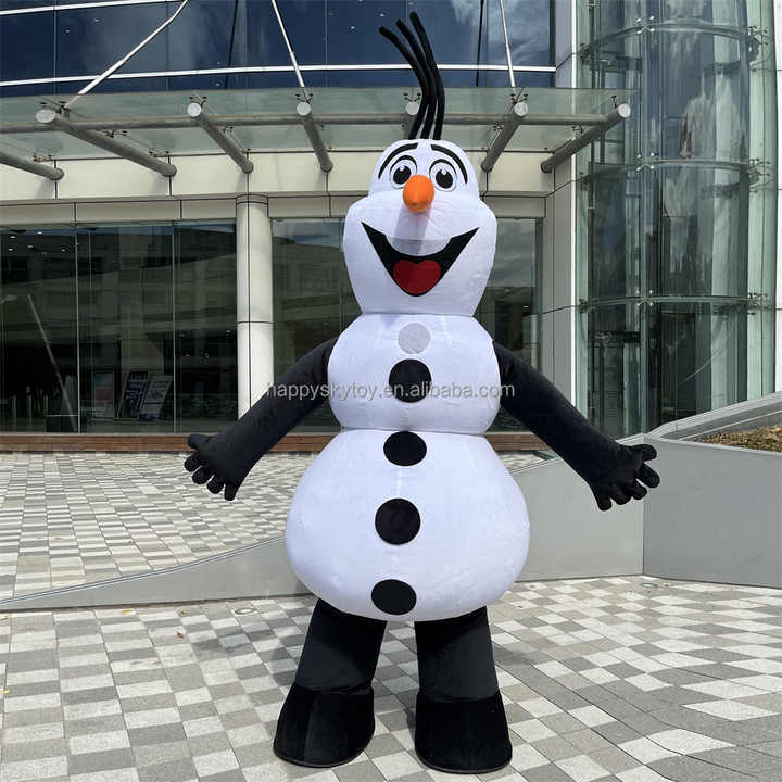 Christmas Party Dress Happy Island Walking Blue Inflatable Snowman Mascot Costume