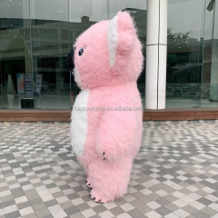 Inflatable Plush Pink Koala Bear Mascot Costume-Funny Walking Cartoon Design Adult Unisex Wearable for Easter/Halloween Holiday