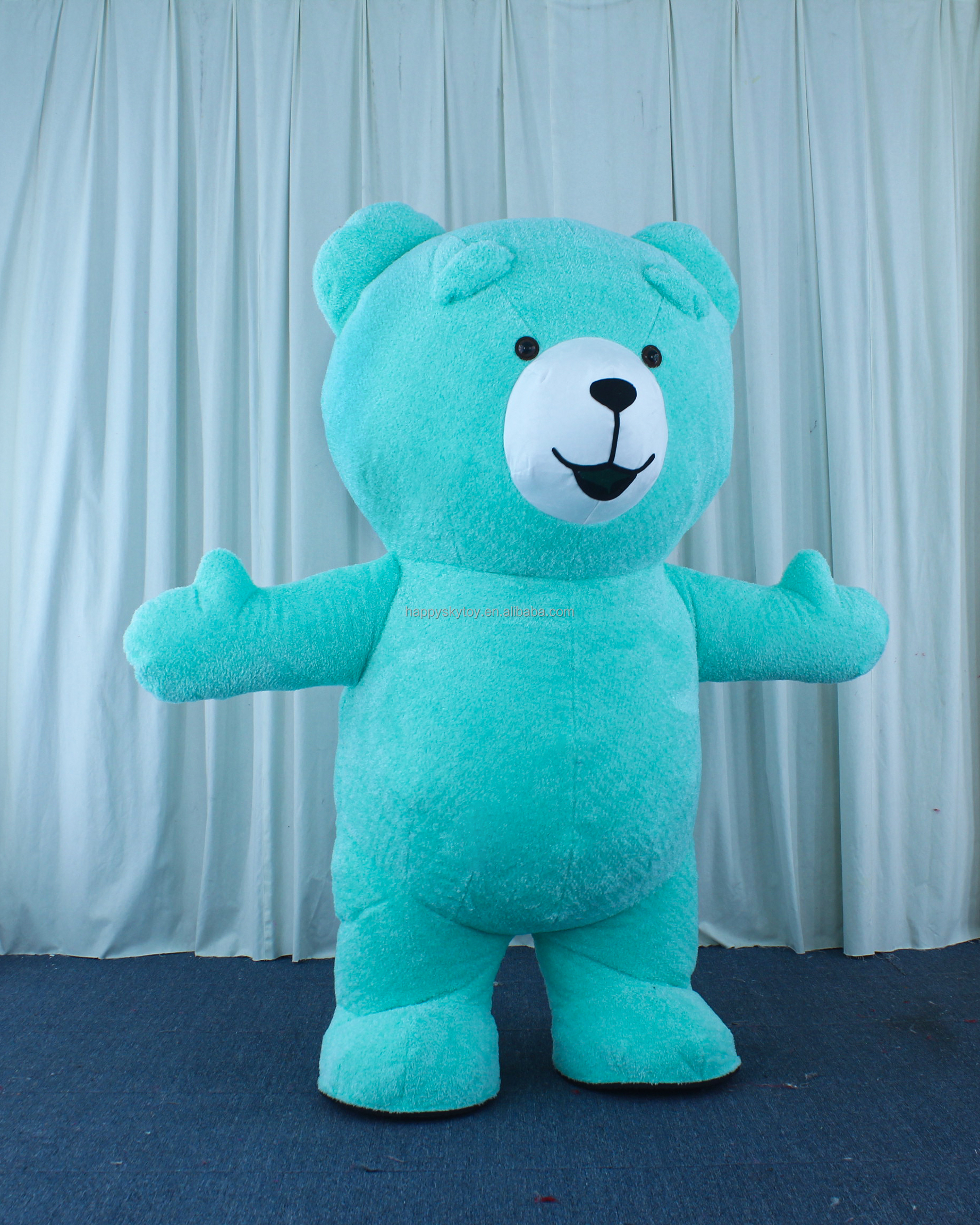 Hot Sale Life Size Inflatable Sky Blue Teddy Bear Mascot Costume for Adults-Unisex Easter/Halloween Use