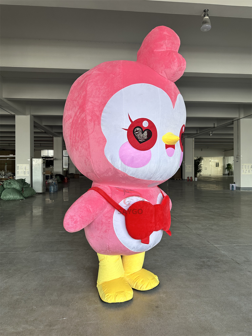Factory 2m 2.6m Animal Inflatable Plush Walking Fur Bird Cute Pink Animal Mascot Costume for Party