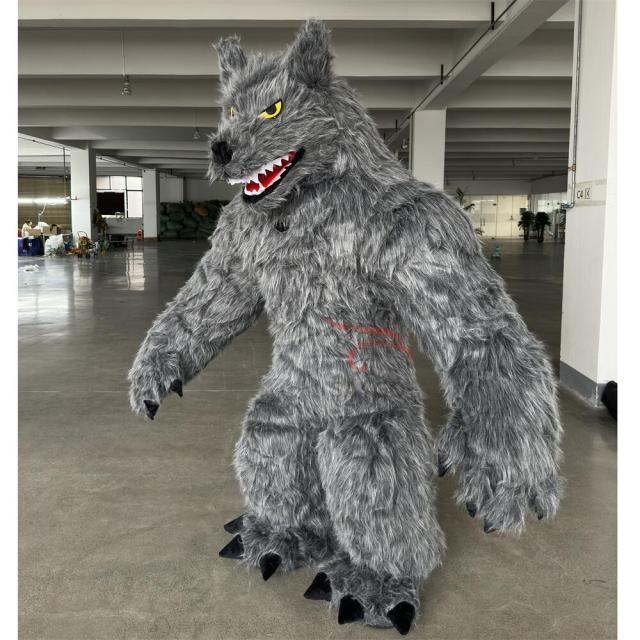 Hot Sale  Inflatable Brown Gray  Wolf Mascot Costume Realistic Wolf Cartoon Performance Costume for Sale