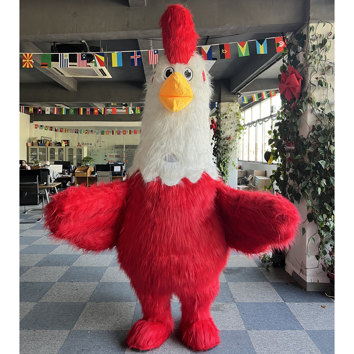 Unisex 2.6m Realistic Cock Costume Funny Inflatable Halloween Rooster Mascot Adults Cosplay Festivals Cartoon Animal Anime
