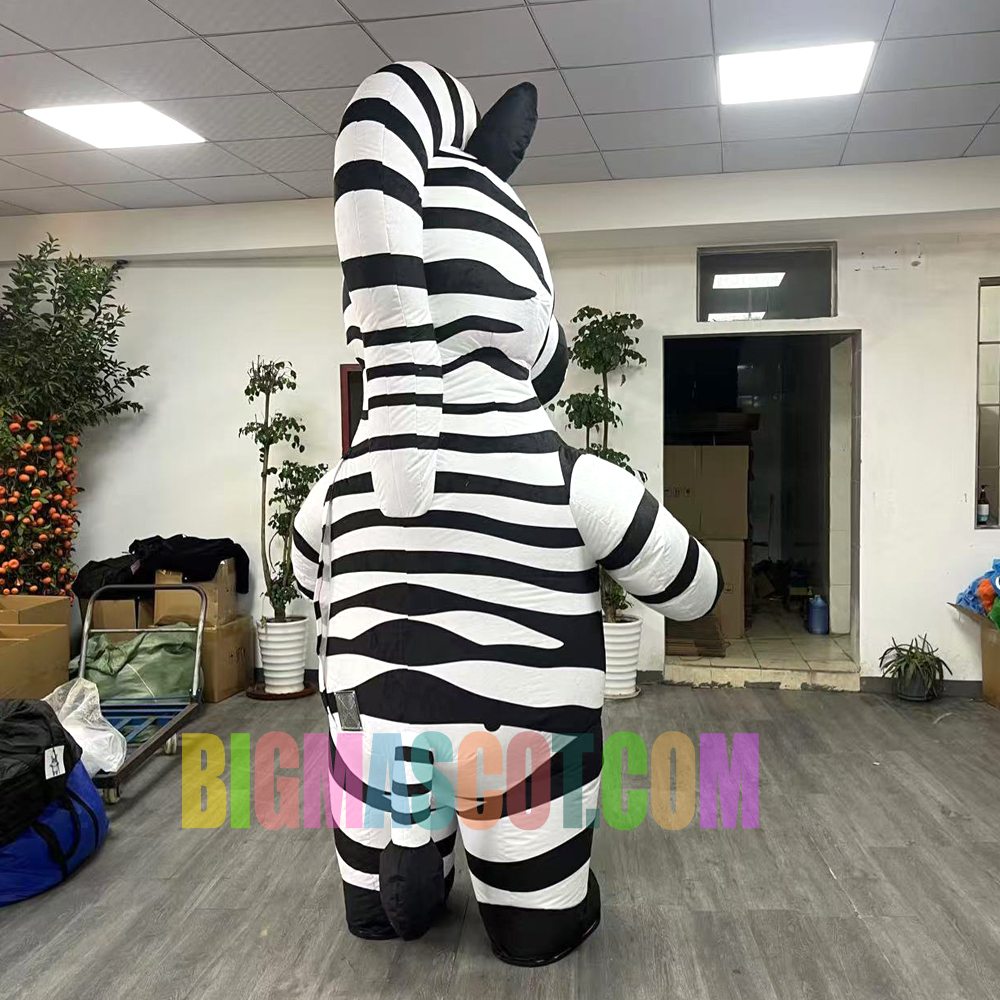 Unisex Inflatable Plush Zebra Mascot Costume Adult Party Performance Dress Cartoon Animal Cosplay Advertising Lovely Blow-Up