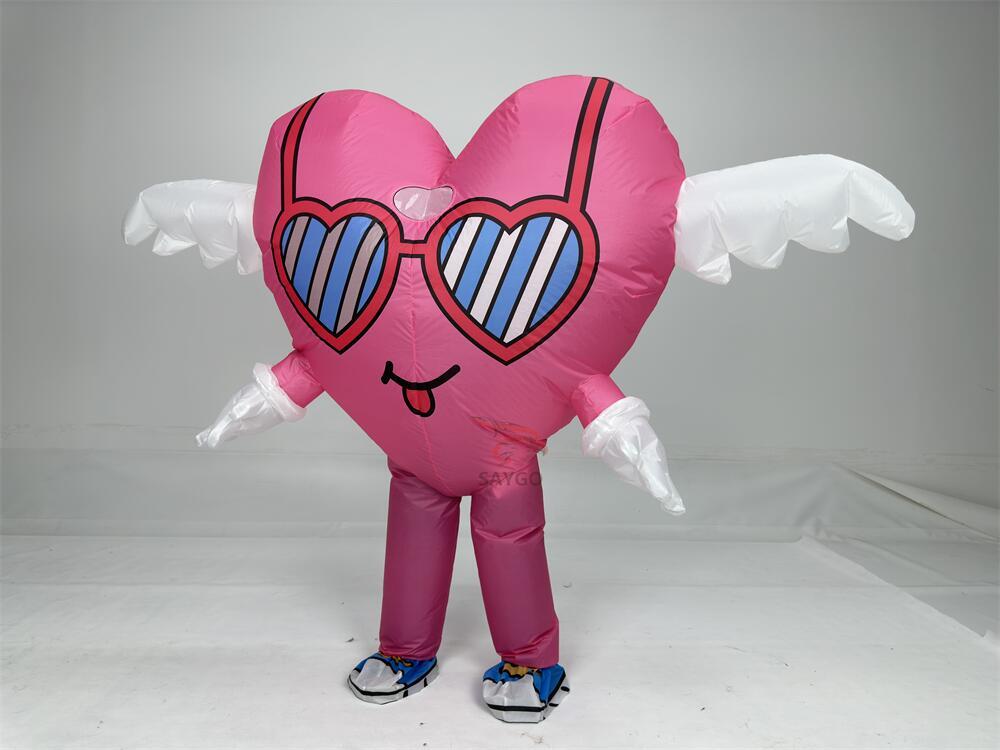 Swing Angle Inflatable Heart Mascot Costume for Adults Dress up Festivals Performance Wear