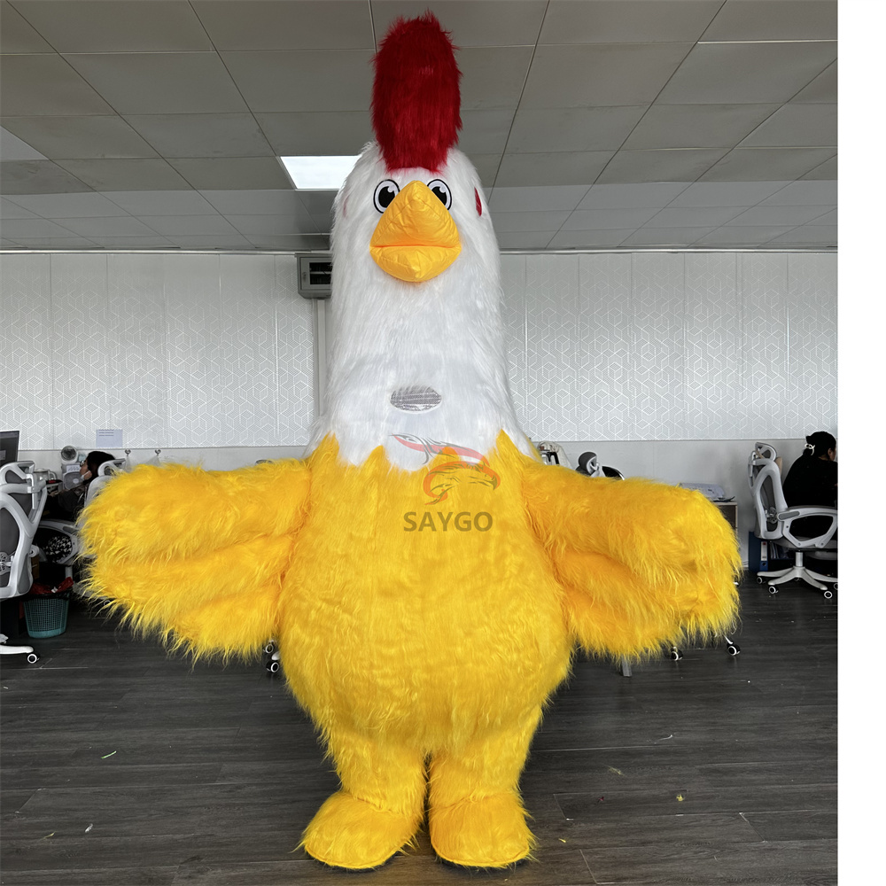 Hot Sale Commercial Adult Wearable Mascot Inflatable Red Yellow Chicken Costume for Parties Walking Performance Props