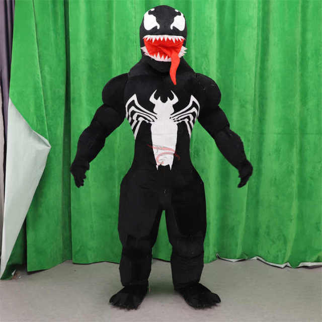 Hot Sale Unisex 2m Halloween Christmas Mascot Suit Inflatable Venom Costume Adult Free Size Thrilling Dress for Cosplay