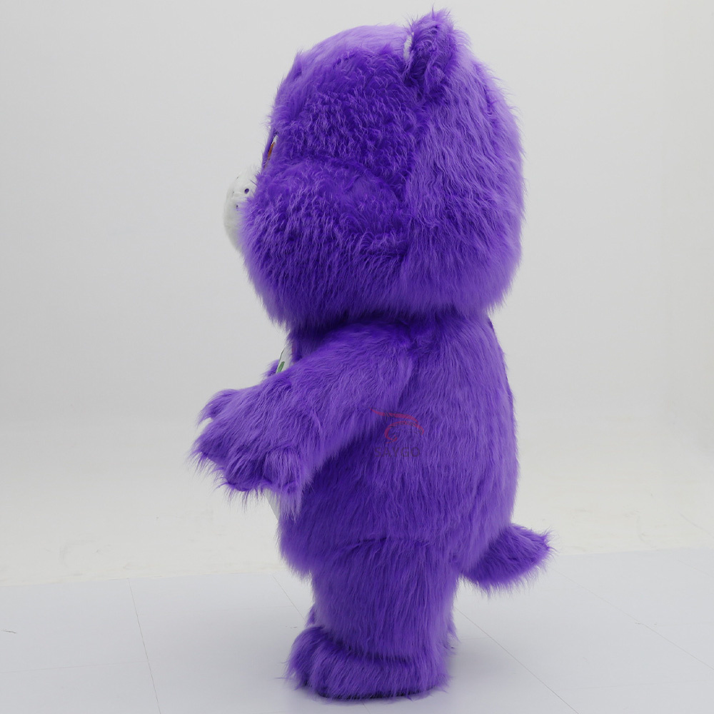 2m rainbow Bear Purple Color Inflatable Care Bear Theme Party Kids Running Inflatable Fur Plush Mascot Costume Care Bear