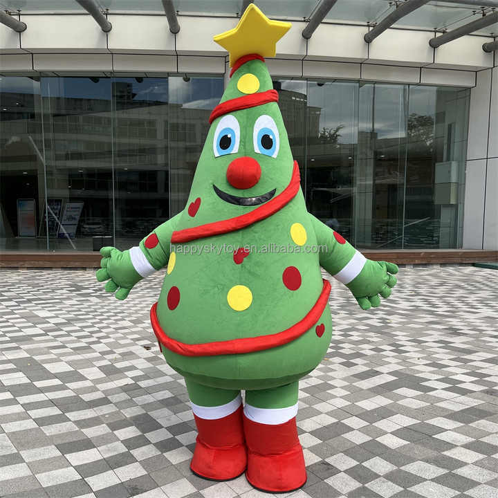 Adults Party Cosplay 6.5ft Inflatable Christmas Tree Mascot Costume Blow up Christmas Tree Cloth Suits Costumes for Celebration