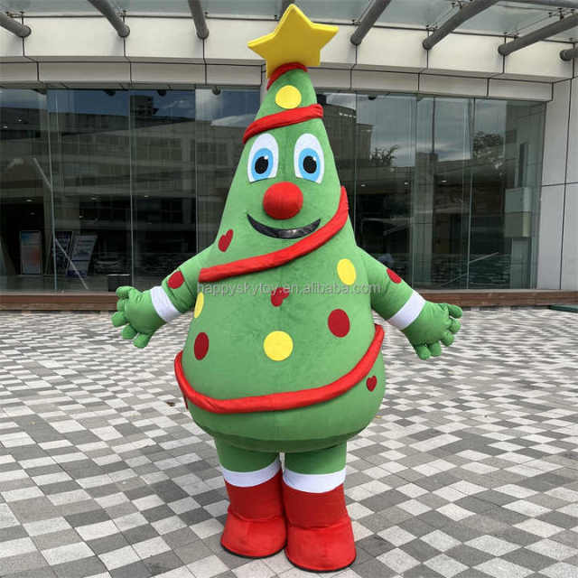 Adults Party Cosplay 6.5ft Inflatable Christmas Tree Mascot Costume Blow up Christmas Tree Cloth Suits Costumes for Celebration