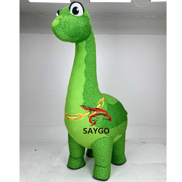 Giant 3.5m Green Dinosaur Mascot Costume Inflatable Grass Dragon Dinosaur Wearable Mascot for Adults Air Blow Cloth