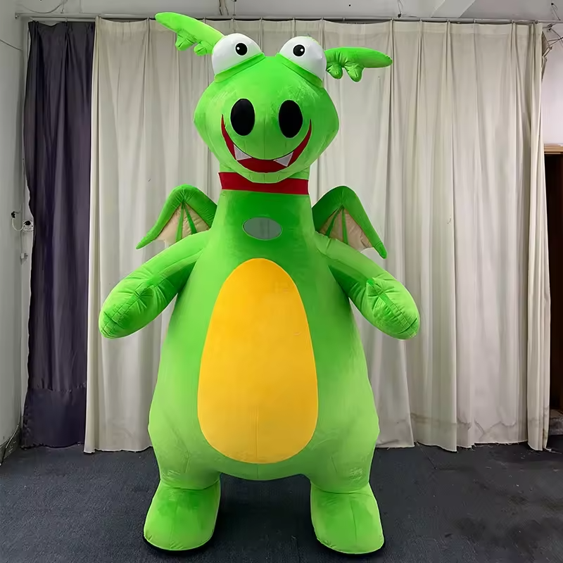 MOQ 1 PIECE Giant Vivid Inflatable Fire Dragon Mascot Costume Plush Inflatable Fire Dragon Costume for Adult