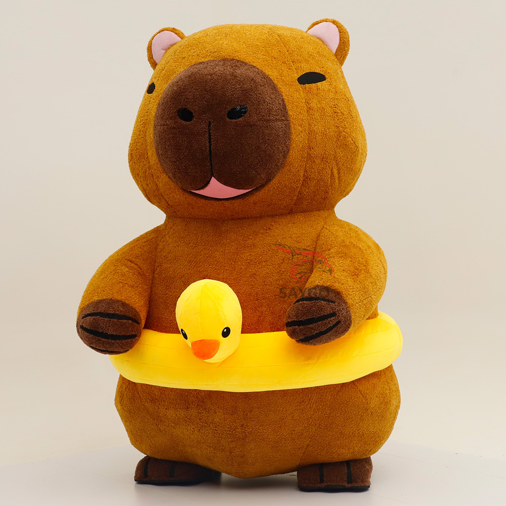Party Advertising Cosplay Inflatable Walking Capybara Animal Mascot Costume with Duck Swimming Ring for Adults-Custom Design