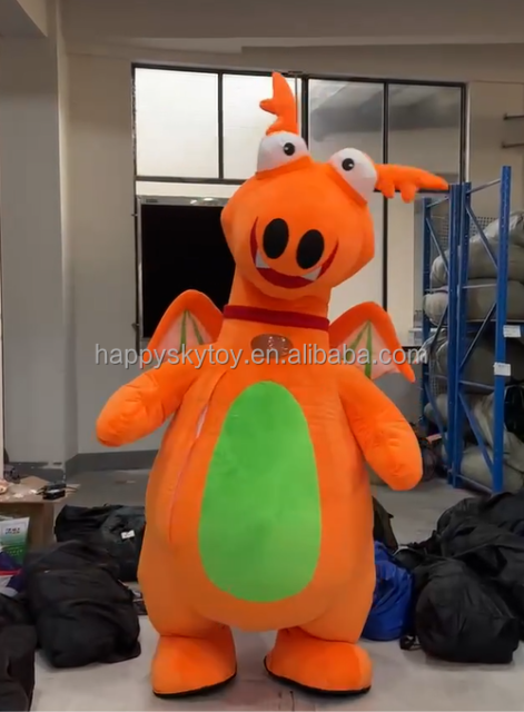 Plush Inflatable Red Dragon Mascot Costume Colorful New Year Cosplay Suit Hand Drawn Enjoyment Adult NEW YEAR Sale