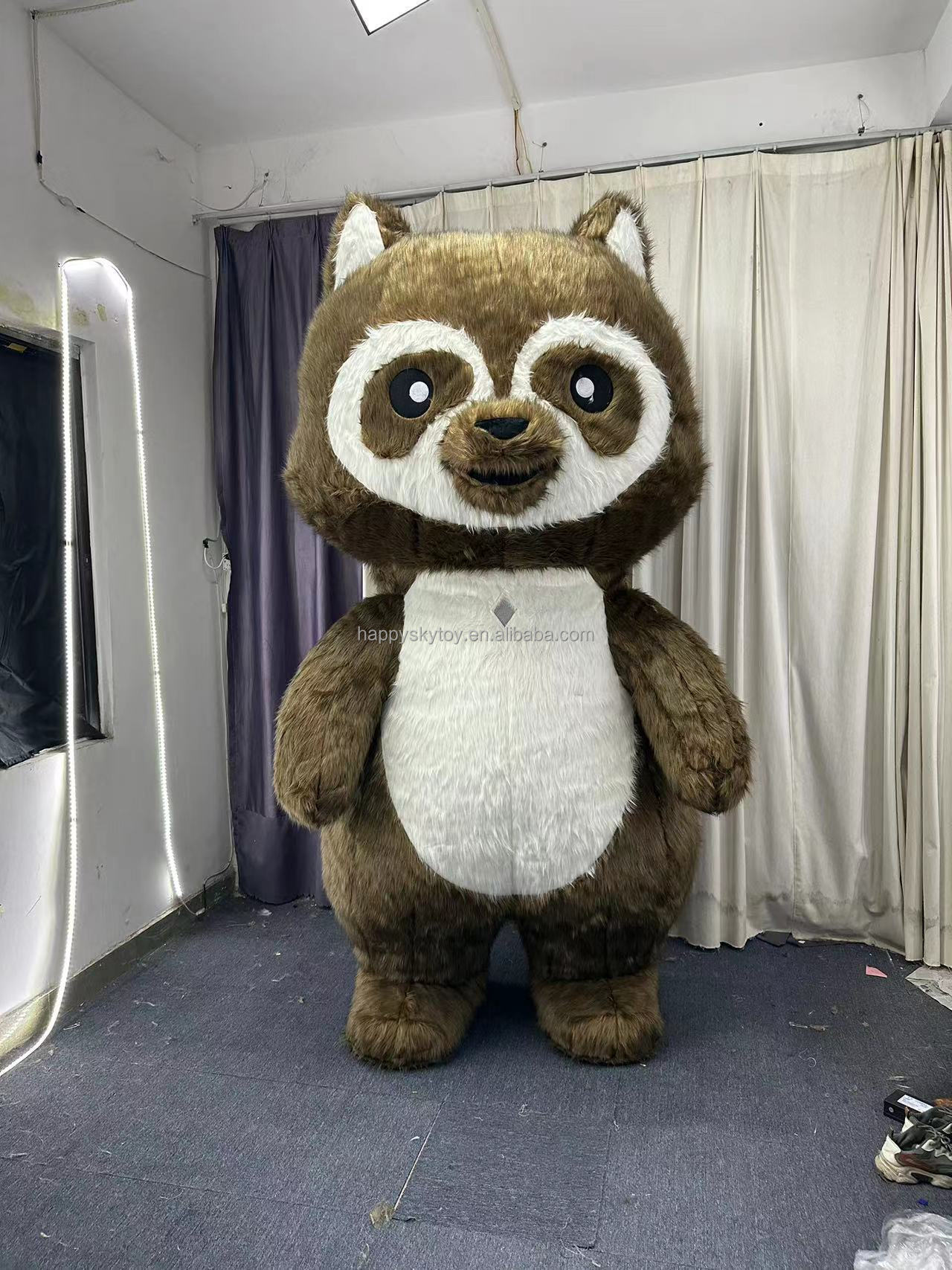CE New Style Inflatable Custom Inflatable Gray Raccoon Mascot Costume Full Body White Head Furry Suit for Party