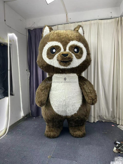CE New Style Inflatable Custom Inflatable Gray Raccoon Mascot Costume Full Body White Head Furry Suit for Party