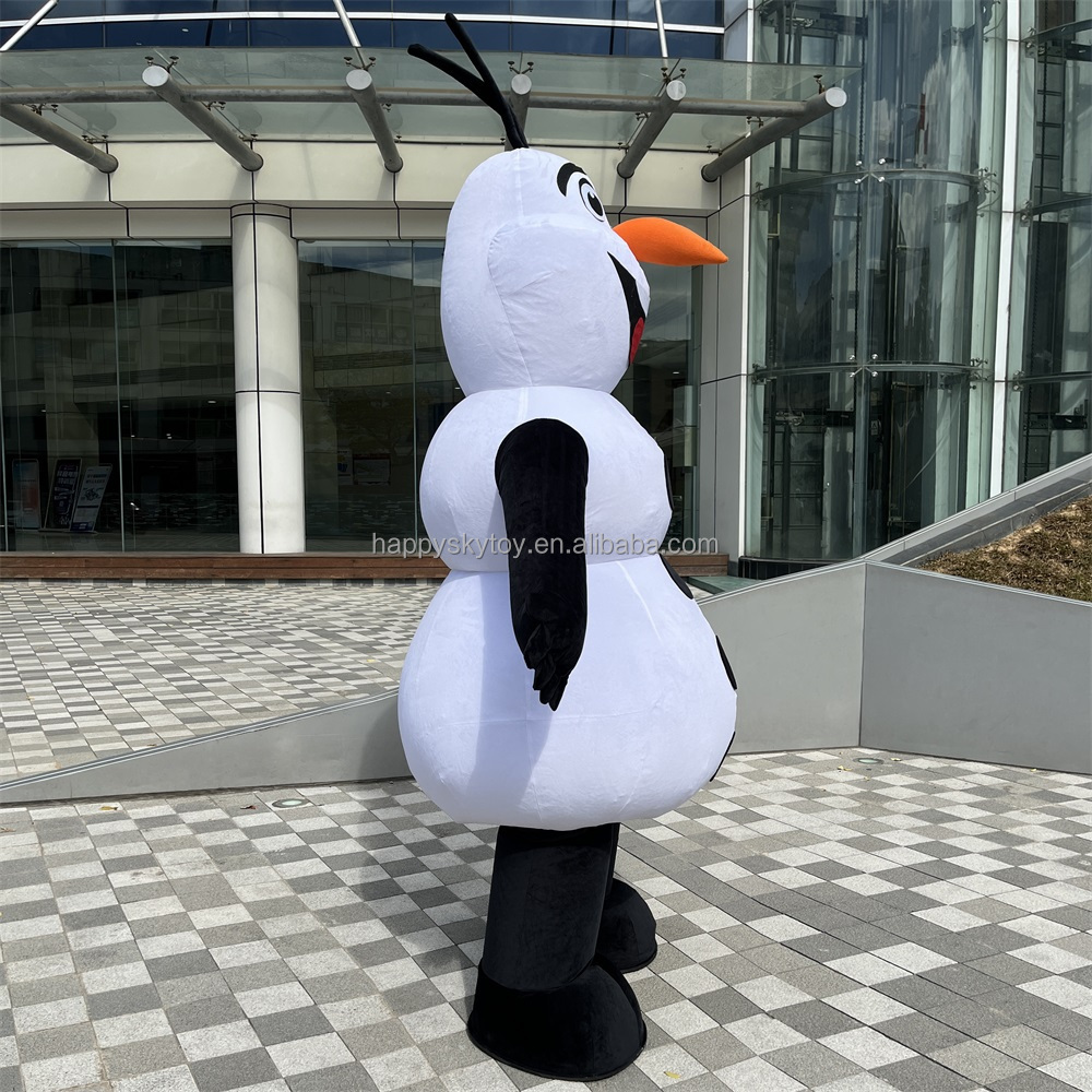 Christmas Party Dress Happy Island Walking Blue Inflatable Snowman Mascot Costume