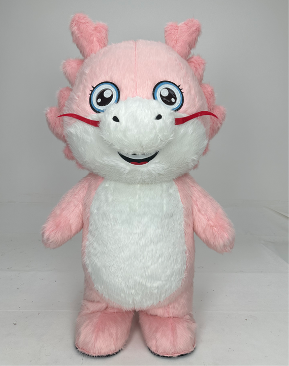 Pretty Quality Furry Plush Dragon Mascot Costume for Adults Cosplay Wear 2.2/2.6m Performance Inflatable Dragon Mascot Costumes