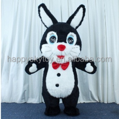 Inflatable Adult White and Yellow Easter Bunny Rabbit Mascot Costume for Carnival and Halloween
