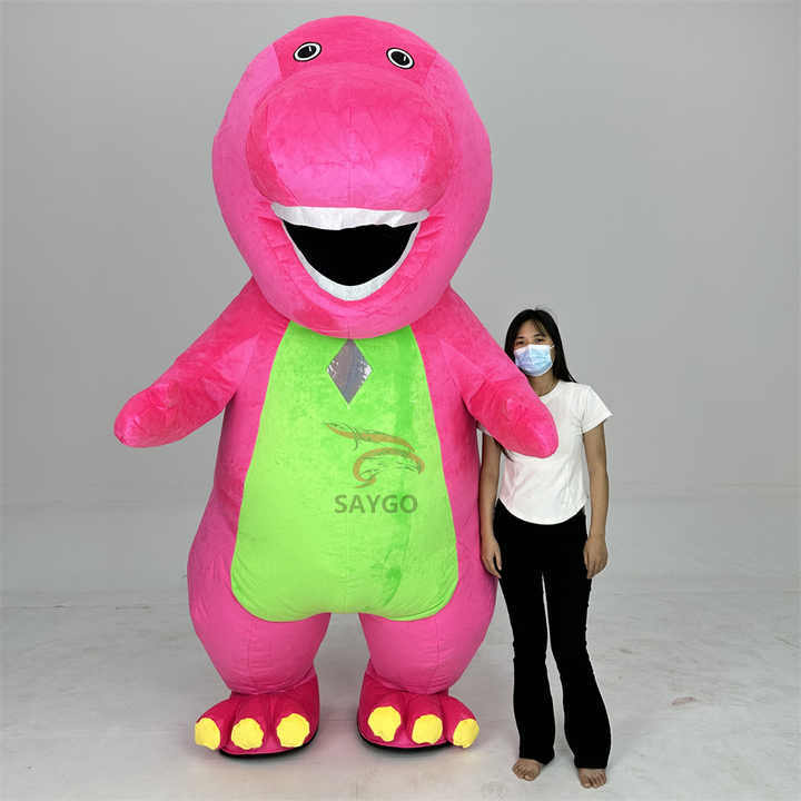 Cartoon Character Cheap Unisex Inflatable Barney Costume Plush Adult Stuffed Walking Dragon Mascot Costume for Carnival Holiday