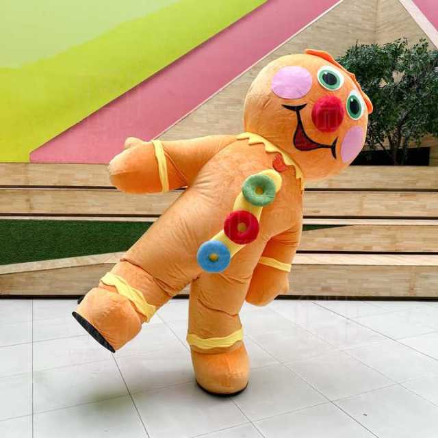 Unisex Inflatable Gingerbread Man Mascot Costume for Adults for Christmas Halloween & Carnival Party Fancy Dress Cosplay