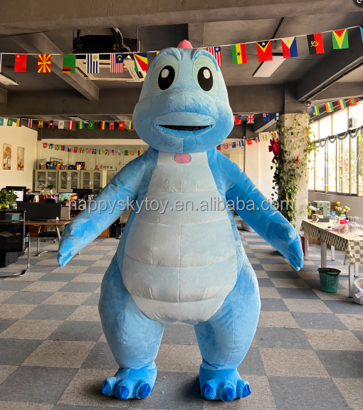Inflatable Blue Dragon Adult Mascot Costume Cartoon Dinosaur Cosplay Movie Character Plush Fursuit Blue Dragon Plush Costume
