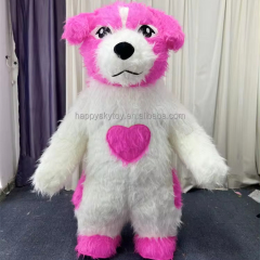 Professional Factory Customized Inflatable Walking Animal Cartoon pink Dog Costume Plush Mascot Costume for Mall