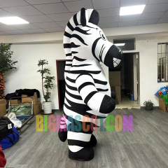 Unisex Inflatable Plush Zebra Mascot Costume Adult Party Performance Dress Cartoon Animal Cosplay Advertising Lovely Blow-Up