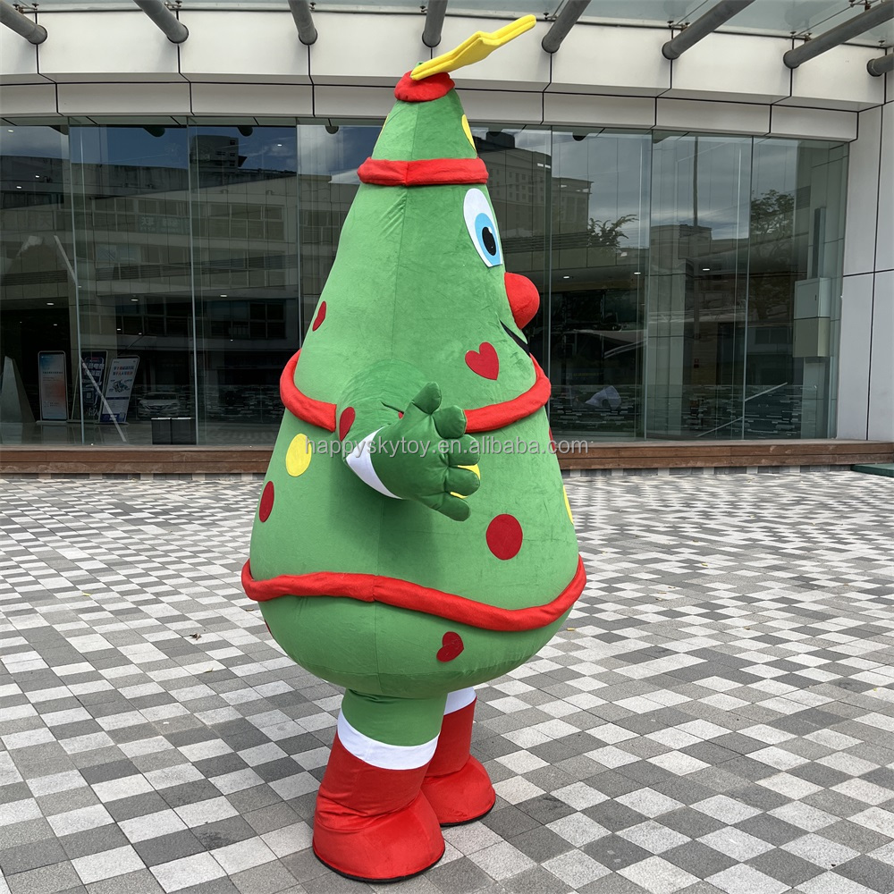 Adults Party Cosplay 6.5ft Inflatable Christmas Tree Mascot Costume Blow up Christmas Tree Cloth Suits Costumes for Celebration