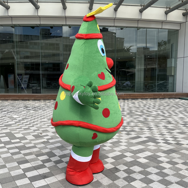 Adults Party Cosplay 6.5ft Inflatable Christmas Tree Mascot Costume Blow up Christmas Tree Cloth Suits Costumes for Celebration