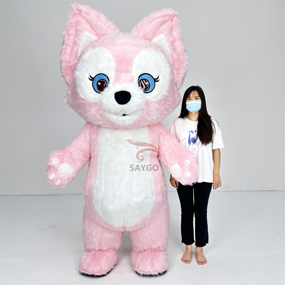 Saygo New Color Furry Fox Linabell Fox Mascots Costume CE 2m 2.6m Inflatable Linnabell Fox Mascot Suits for Sale
