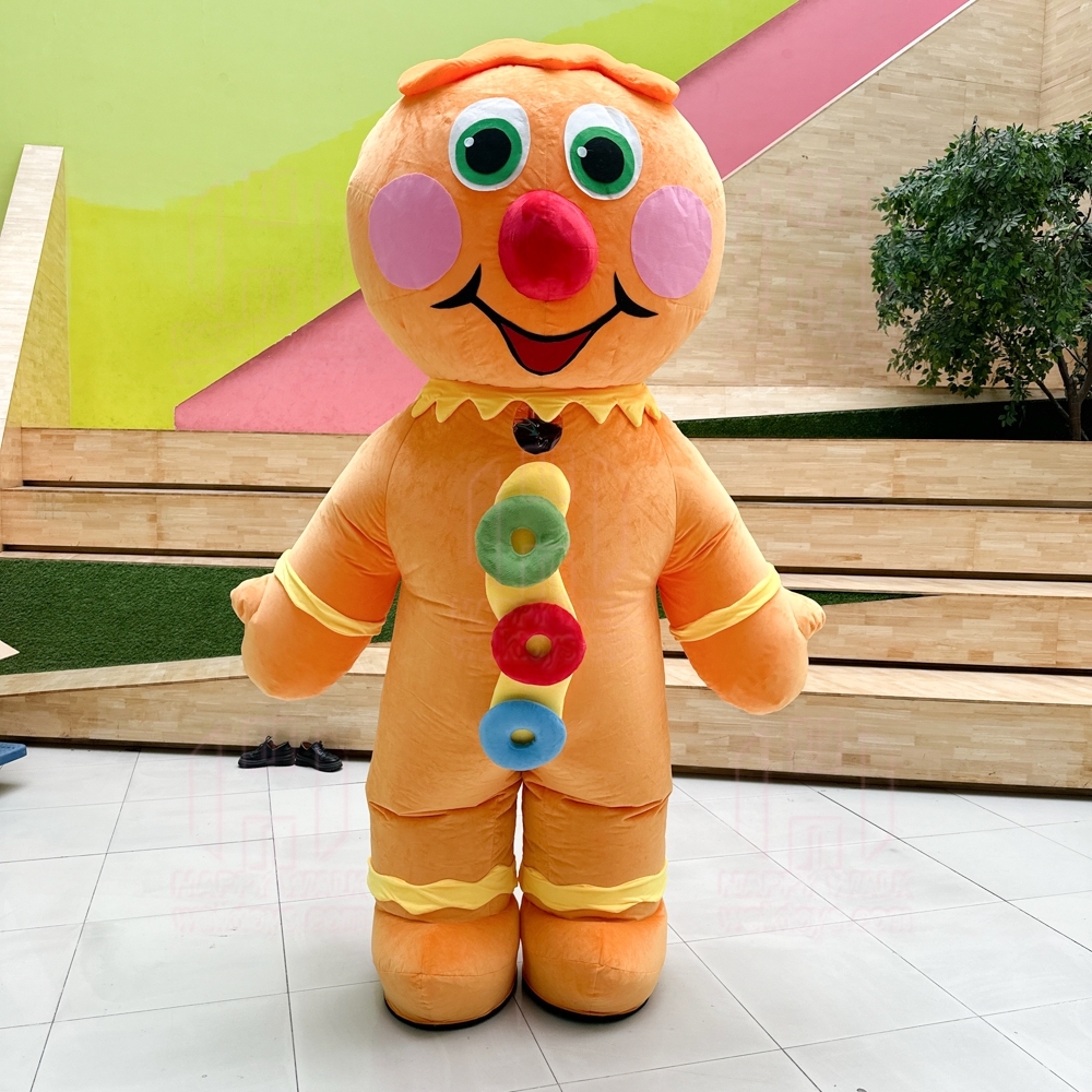 Unisex Inflatable Gingerbread Man Mascot Costume for Adults for Christmas Halloween & Carnival Party Fancy Dress Cosplay