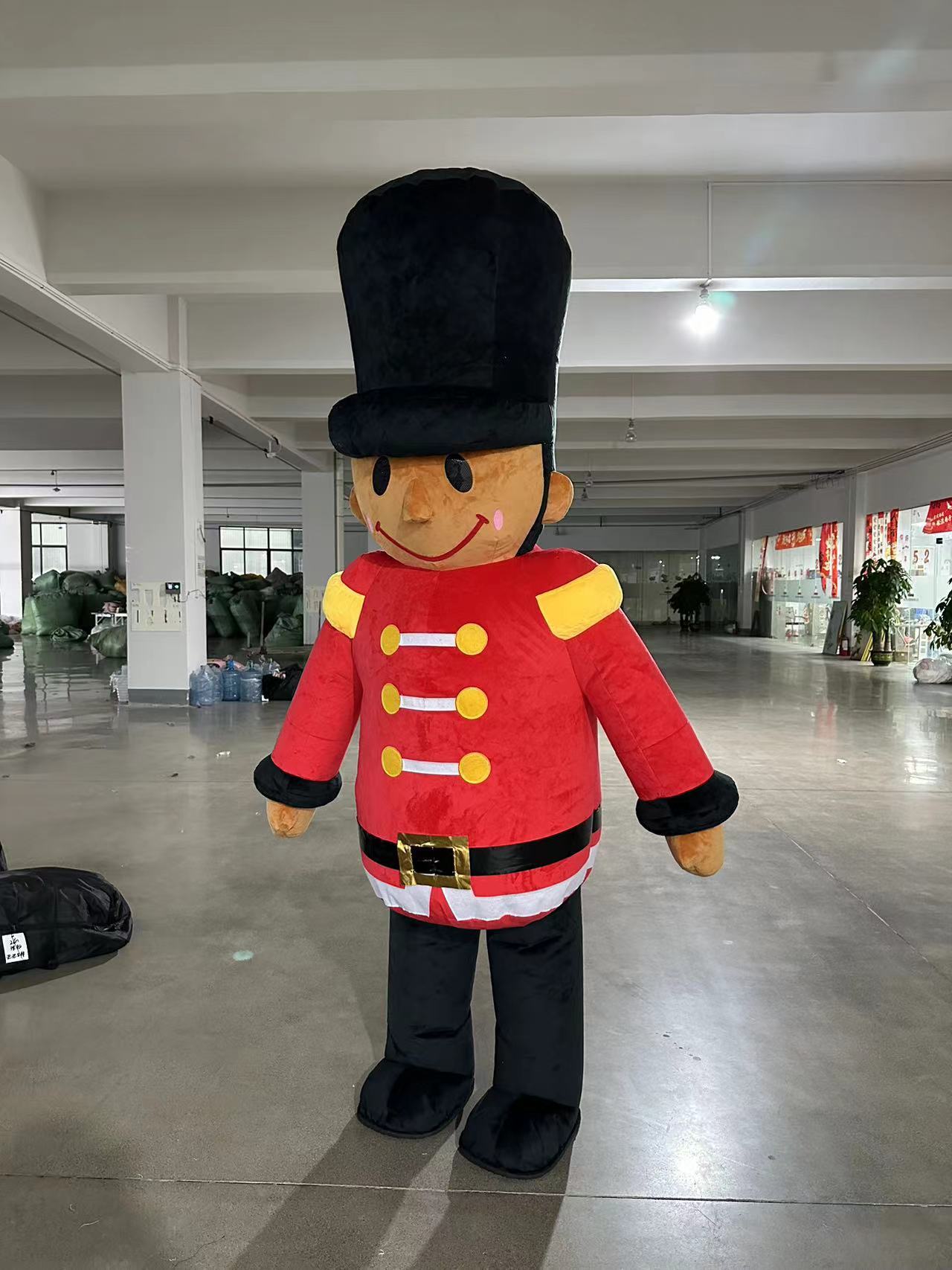 Christmas Festival Walking Inflatable Nutcracker Mascot Costume Cartoon Character Soldier Mascot Suit for Stage Performance