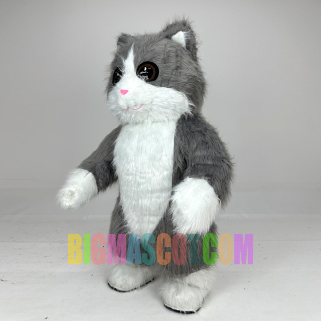 Happy Sky Adult Gray Cat Inflatable Mascot Costume for Stage Performance Unisex Cartoon Animal Cosplay Easter/Halloween Party