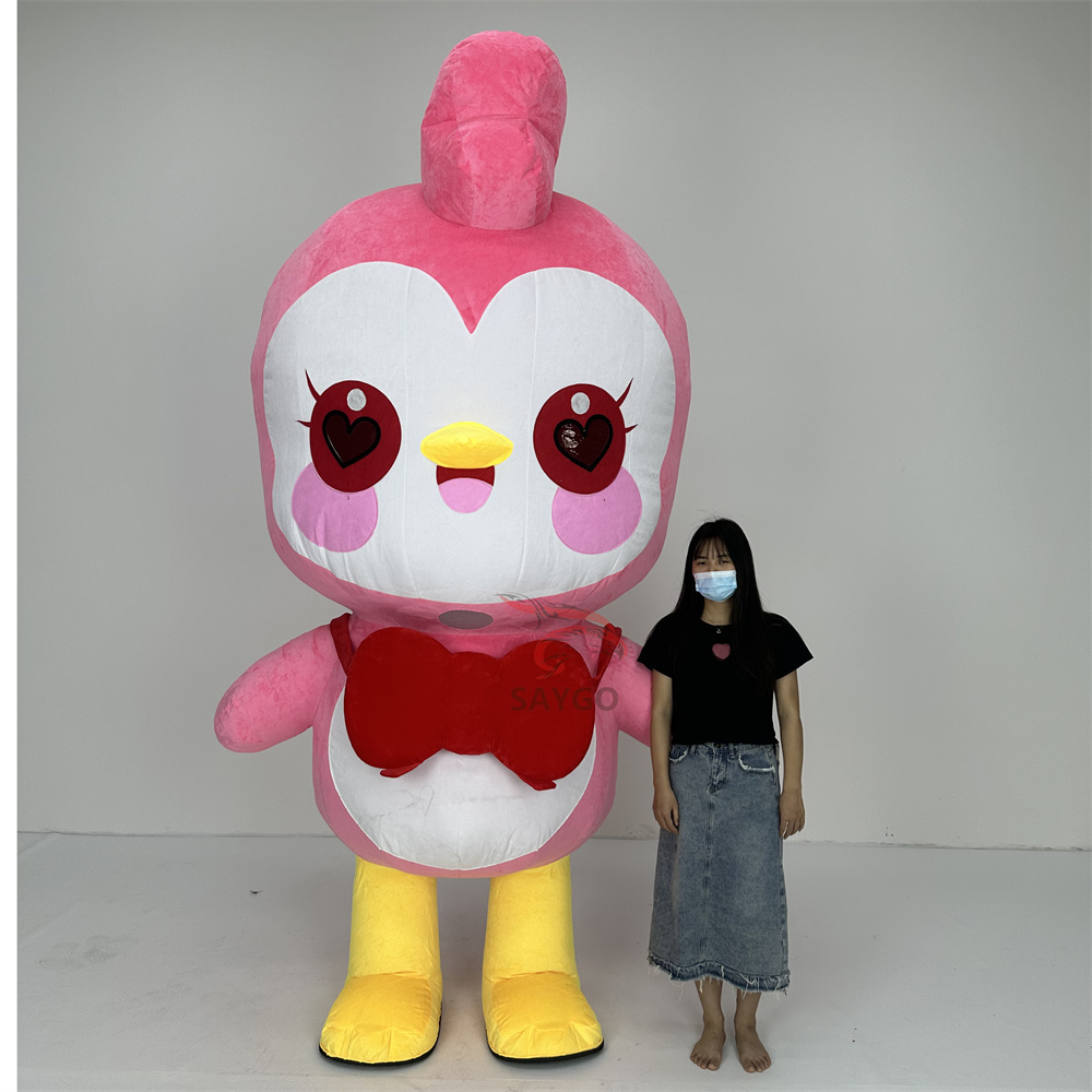Factory 2m 2.6m Animal Inflatable Plush Walking Fur Bird Cute Pink Animal Mascot Costume for Party
