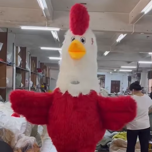 Pretty Chick Rooster Mascot Costume Outfit Walking Rooster for Adults Cosplay Inflatable Cloth 2.6m