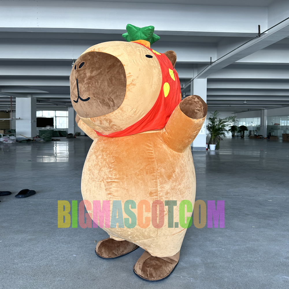 Lovely Design Santa Style Plush Capybara Mascot Costume 2/2.6m Adult Inflatable Capybara Hamster Costume Dress up Cloth for Sale